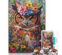 Owl Flowers 1000 Pieces Jigsaw Puzzle for Adults& Teens,Game Toys Every Piece Is Unique - Challenging Family Fun Game 75x50cm