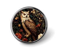 Owl Flowers Badge Round Badge Pin Button Lapel Pin Print Brooch Gifts for Men Women 1 Inch