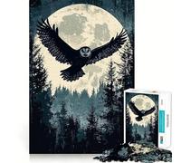 Owl Flying Moonlit Forest 1000 Pieces Jigsaw Puzzles for Adults Brain Challenge Toy Indoor Play Precise Cut Fine Art Piece (50x75cm)