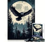 Owl Flying Moonlit Forest 1000 Pieces Jigsaw Puzzles for Adults Brain Challenge Toy Indoor Play Precise Cut Fine Art Piece (50x75cm)