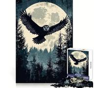 Owl Flying Moonlit Forest Jigsaw Puzzles 1000 Pieces for Teenagers Brain Skill Family Joy Exact Edge Memorable Gift (38x52cm)