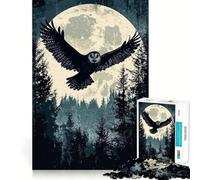 Owl Flying Moonlit Forest Jigsaw Puzzles 1000 Pieces for Teenagers Brain Skill Family Joy Exact Edge Memorable Gift (38x52cm)
