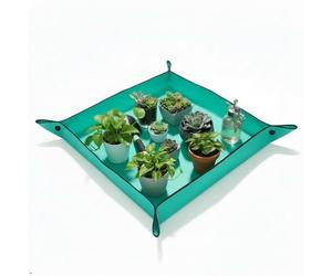 Owl Focus PE Houseplants Repotting Mat, Waterproof Indoor Plant Potting Tray, Foldable Bonsai Repotting Pad, Garden Soil Mess Workspace Tarp for Succulent, Cactus, Aloe Vers, Pothos, 39.4X 39.4