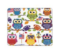 Owl Football Mouse Pad American Flag Gaming Mouse Mat with Stitched Edges Non-Slip Rubber Base Mousepad for for PC Laptop 22x18cm