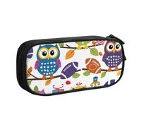 Owl Football Pencil Case for Boys Girls American Flag Large Pen Bag Desk Stationery Organizer Pencil Pouch for School Office Zippered Makeup Bag