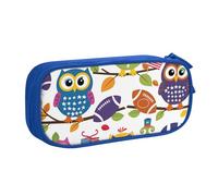 Owl Football Pencil Case for Boys Girls American Flag Large Pen Bag Desk Stationery Organizer Pencil Pouch for School Office Zippered Makeup Bag