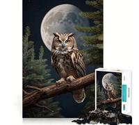 Owl Forest Moon 1000 Piece Jigsaw Puzzles for Adults Jigsaw Smart Game Together Fun Image Assembly Seasonal Gift (38x26cm)