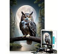 Owl Forest Moon 1000 Piece Jigsaws for Adults Puzzle Enhance Recall Together Fun Exact Edge Seasonal Gift (38x52cm)