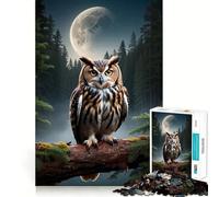 Owl Forest Moon 1000 Pieces Jigsaw Puzzles for Adults Smart Toy Home Activity Accurate Cut Wall Art Decor (38x52cm)