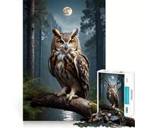 Owl Forest Moon 1000 Pieces Jigsaw Puzzles for Adults Smart Toy Home Activity Accurate Cut Wall Art Decor (38x52cm)