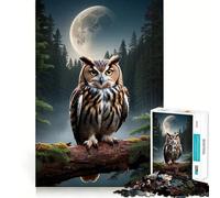 Owl Forest Moon Hard Jigsaw Puzzle for Adults 1000 Pieces Boost Memory Soothing Play Premium Cut Perfect Present (38x26cm)