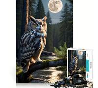 Owl Forest Moon Jigsaw 1000 Pieces for Adults Cognitive Toy Bonding Time Pattern Assembly Santa Wish Item (38x26cm)