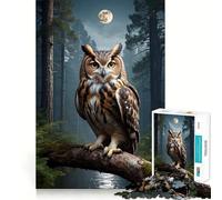 Owl Forest Moon Jigsaw Puzzle 1000 Piece for Adults Logic Boost Toy Together Fun Premium Edge Stylish Gift (38x26cm)