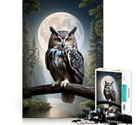 Owl Forest Moon Jigsaw Puzzle for Teenagers 1000 Pieces Strong Logic Toy Quiet Calm Clear Edge Elegant Gift (50x75cm)