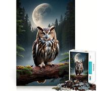 Owl Forest Moon Jigsaw Puzzles for Adults 1000 Piece Mind Puzzle Slow Enjoy Image Assembly Perfect Present (50x75cm)
