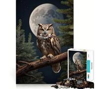 Owl Forest Moon Jigsaw Puzzles for Adults1000 Pieces Mind Puzzle Cozy Relax Image Assembly (50x75cm)