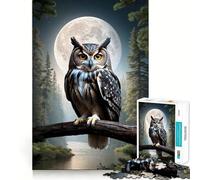 Owl Forest Moon Jigsaw Puzzles for Adults1000 Pieces Strong Logic Toy Tension Relief Clear Edge Premium Gift (38x26cm)