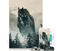 Owl Forrest Trees Mountain Hard Jigsaw Puzzle for Adults 1000 Pieces Smart Game Home Enjoy Image Assembly Festive Gift (50x75cm)