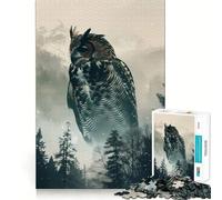 Owl Forrest Trees Mountain Jigsaw Puzzles for Teenagers 1000 Pieces Intellect Toy Indoor Fun Quality Cut Creative Gift (38x52cm)