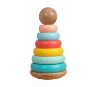 Owl & Fox OF213 Wooden Topple Tower, Traditional Montessori Development Toy for Babies and Toddlers 12 Months+, FSC Certified, 19.5(Hx10cm)