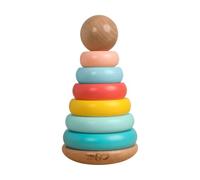 Owl & Fox Shape Stacking Wooden Topple Tower, Traditional Stacking Montessori Developmental Toy for Infants and Toddlers 12 months+, FSC Certified, 19.5 (h) x 10 cm