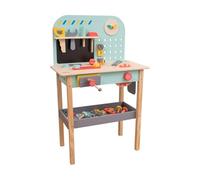 Owl & Fox Wooden Workbench, Pretend and Play Tool Workshop, with Saw, Spanner, Hammer, Screws and Accessories, Role Play for Kids 3+, Sustainable, Traditional & Stylish, 54.5 x 32 x 85 cm (h)