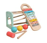 Owl & Fox OF214 Wooden Xylophone Bench wtih Coloured Balls & Hammer, Baby and Toddler Musical Instrument Toys. Interactive Play for Ages 1 Year and Above