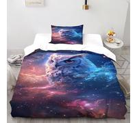 Owl Galaxy Bedding Set 3D Design Animal Theme Wildlife Duvet Cover Set Microfiber Quilt Cover Universal for All Seasons with Pillowcase Single(135x200cm)