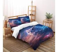 Owl Galaxy Bedding Set 3D Digital Printing Animal Theme Wildlife Duvet Cover Set Chic Breathable Comforter Cover Universal for All Seasons with Pillow Super King(260x220cm)