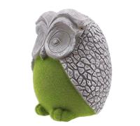 Owl Garden Ornament Flock Grass and Stone Effect 16cm