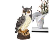Owl Garden Statue - Garden Owl,Realistic Animal Scare Action with Serious Expression for Balcony Patio Porch Roof Pond Yard Lawn Fireplace Mantel Pool