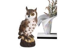 Owl Garden Statue, Realistic Owl Sculpture, Resin Decorative Realistic Animal with Serious Expression for Outdoor Indoor Lawn Yard Dock Mantel Pool Bookshelf