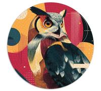 Owl Geometric Shapes And Patterns Jigsaw Puzzles. 1000pcs (67.5x67.5cm) Whimsical Challenge Toy for Educational Games Gifts