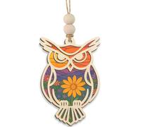 Owl Gifts for Teacher, Suncatcher Hanging Ornament with Card, Window Car Christmas Tree Decor,Owl Christmas Ornament, Thank You Gifts for Women Men Holidays Present for Owls Lovers Garden Decor