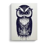 Owl Graffiti Canvas Print | Gallery Wrapped 30mm Frame Wall Art | 30x20 inches | Ready to Hang | Eclectic Animals Picture | Living Room Bedroom Lounge Office