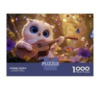 Owl Guitar 1000 Pieces Extra-Thick Cardboard DIY Funny Puzzle Kids Concentration Logic Skill Training Housewarming Gift for Family 52x38cm/1000pcs