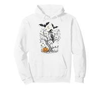 Owl Halloween with Witch Hat Pumpkin Bat Samhain Art Pullover Hoodie