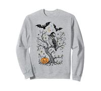 Owl Halloween with Witch Hat Pumpkin Bat Samhain Art Sweatshirt