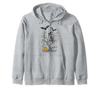 Owl Halloween with Witch Hat Pumpkin Bat Samhain Art Zip Hoodie