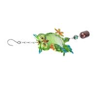 Owl Hanging Wind Chime Pendant with Metal and Glass for Home Decor