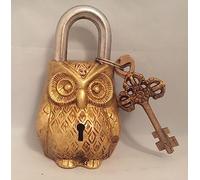 Owl Head Lock Big Padlock Brass Keys Golden Antique Look Owl Pad Vintage Lion