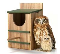 Owl House for Outside, Large Cedar Nesting Box Bird House for Screech Owl, Barred Owl, Kestrel, Weather-Resistan, Quick Assembly, Ideal Gift for Wildlife Lovers（14.5×9×7.5 Inch）