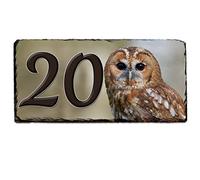 Owl House Number Slate Name Gate Sign Plaque Door Personalised SL64