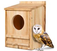Owl House, Owl Bird Box Large Handmade Wooden Circular Opening Screech Box