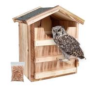 Owl House Owl Nesting Box for Outside: Handmade Wooden Bird House with Bird Stand - 100% Cedar Wood Nesting Box