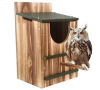 Owl House, Wooden Bird Houses for Outside, Owl Nesting Box with Standing Pole, Easy Assembly Required House, Bird Houses for Outside, Boxes for, Nesting Box, Screech Ow