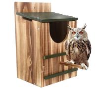 Owl House Wooden Bird Houses for Outside Owl Nesting Box with Standing Pole Easy Assembly Required House Bird Houses for Outside Boxes for Nesting Box Screech O