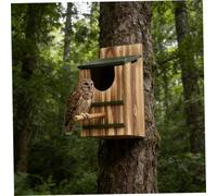 Owl House, Wooden Bird Houses for Outside, Owl Nesting Box with Standing Pole, Easy Assembly Required, Summer Use