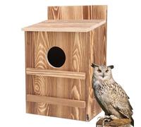 Owl House, Wooden Nesting Box With Circular Opening, Easy-Assembly Large Birdhouse For Kestrels And Outdoor Birds, 14.5x7.5x9inches Includes Durable Mounting Screws