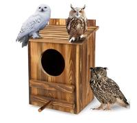 Owl Houses for Outdoors， 16.1x11.8x9.5 inch Large Carbonized Barred Owl Nesting Box, Waterproof & Ventilated Design, Ideal for Owls, Wildlife, Garden Decoration